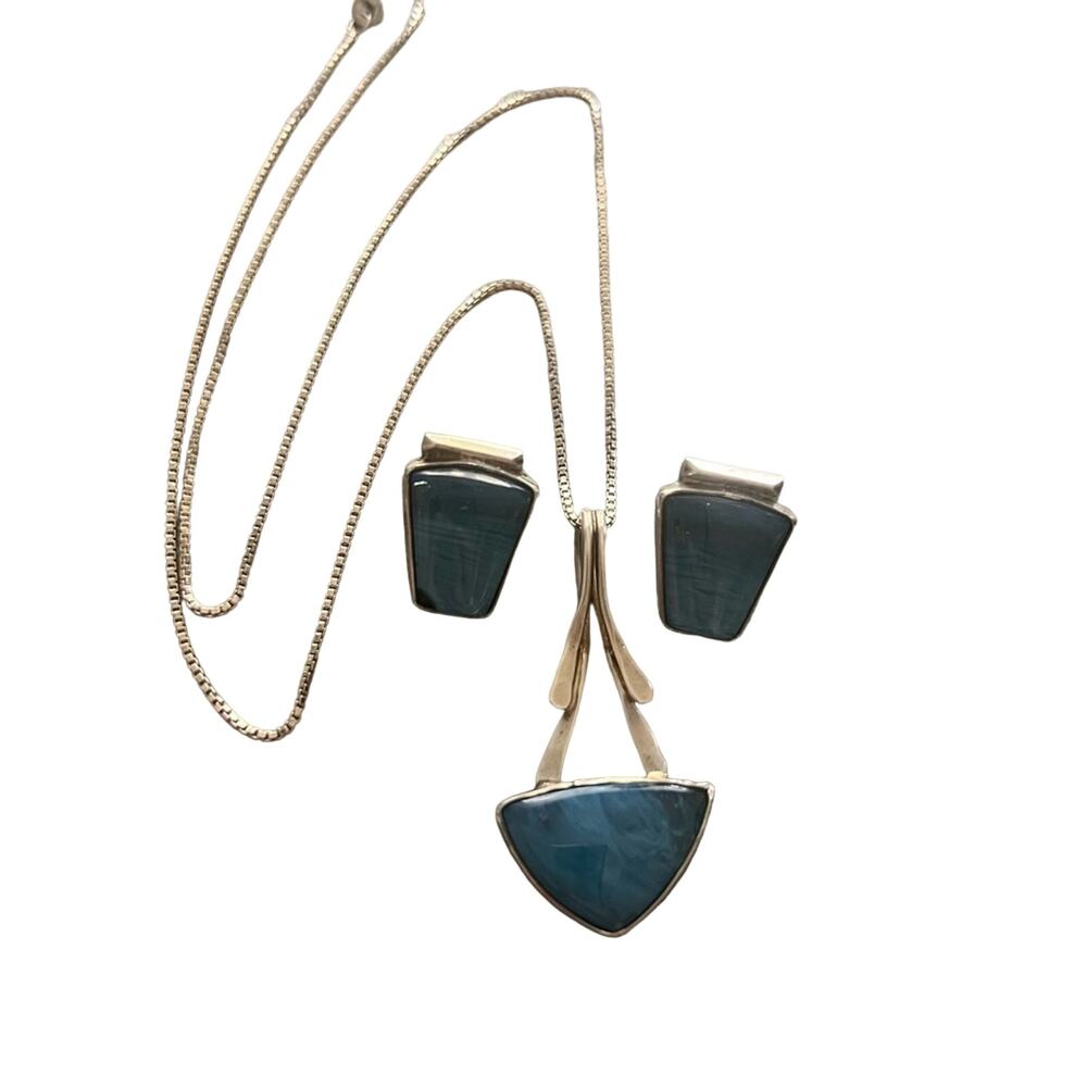Sterling Silver & Stone JSH Necklace & Earrings